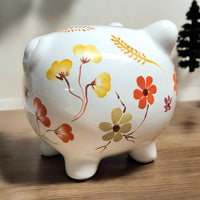 Coral Wildflowers Piggy Bank
