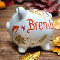 Coral Wildflowers Piggy Bank