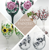 Hand Painted Cherry Blossom Stemless Wine Glass (Single Glass)