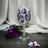 Purple Violets Wine Glass (Single Glass)
