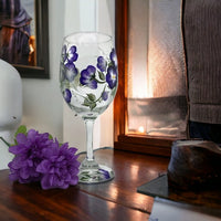 Purple Violets Wine Glass (Single Glass)