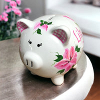 Personalized Pink Lilies Piggy Bank