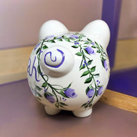 Personalized Lavender Rosebud Piggy Bank
