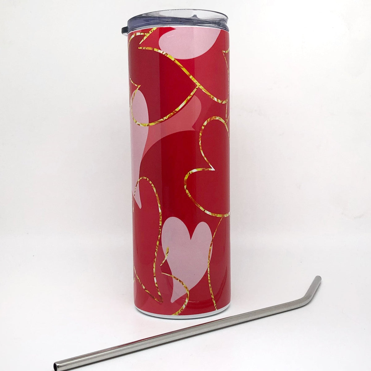 Ready to Ship Red Hearts Skinny Tumbler