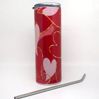 Ready to Ship Red Hearts Skinny Tumbler