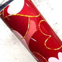 Ready to Ship Red Hearts Skinny Tumbler