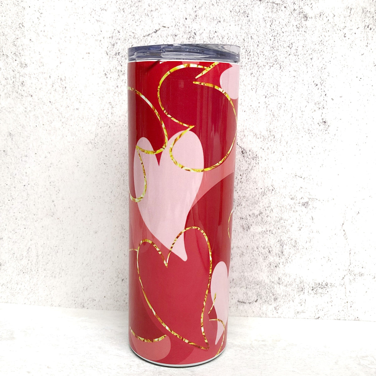 Ready to Ship Red Hearts Skinny Tumbler