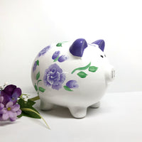 Purple Rose Piggy Bank