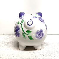 Purple Rose Piggy Bank