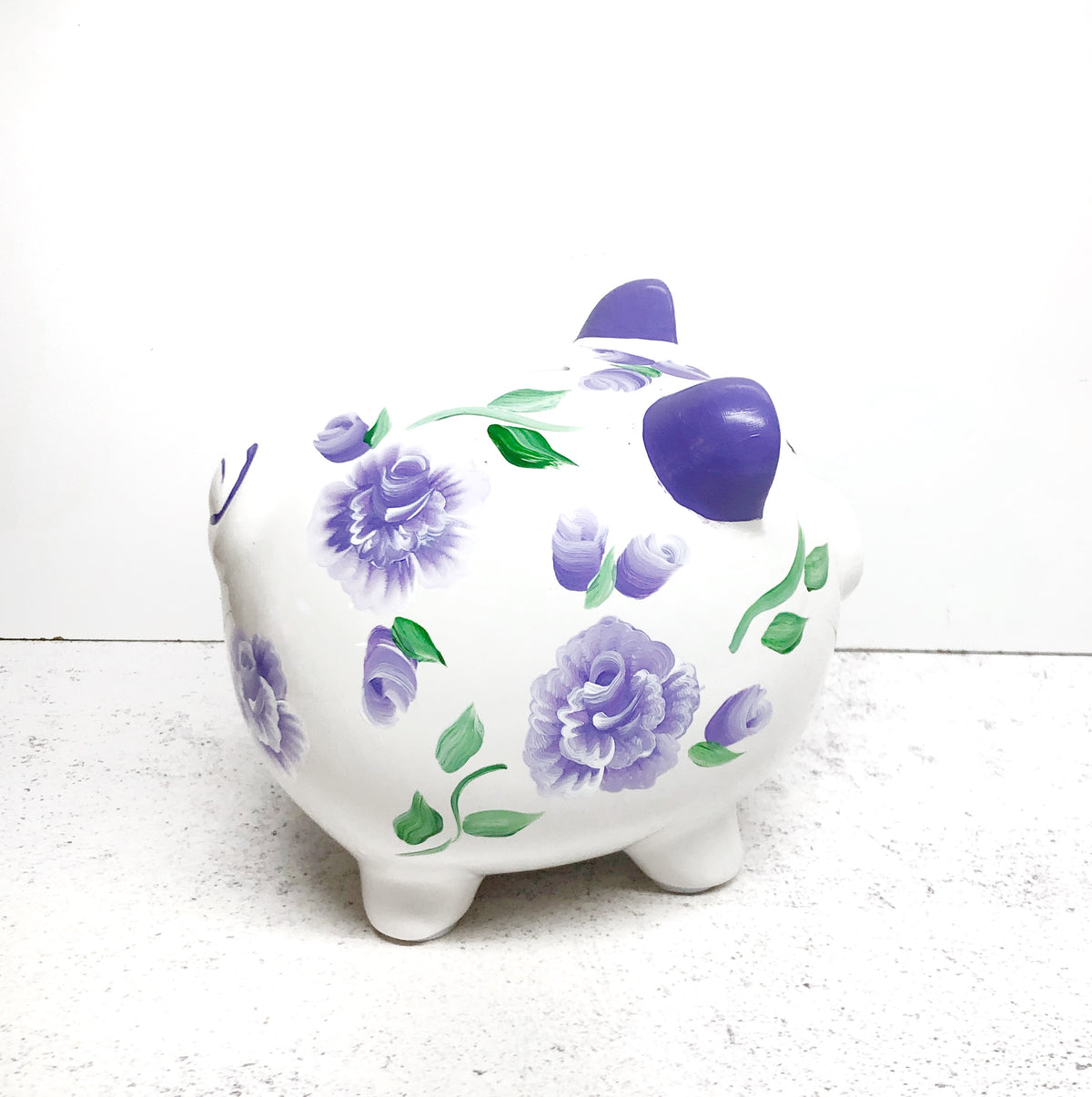Purple Rose Piggy Bank