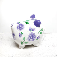 Purple Rose Piggy Bank