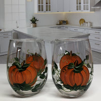 Stemless Pumpkin Wine Glasses (Set of 2)