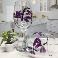 Purple Dragonfly Wine Glasses (Set of 2)