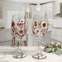 Hand Painted Cherry Blossoms Stemware (Set of 2)