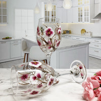 Hand Painted Cherry Blossoms Stemware (Set of 2)