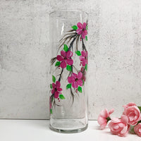 Hand Painted Pink Floral Vase
