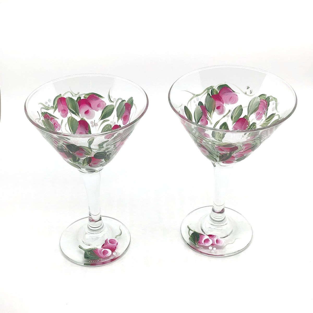 Painted Rosebud Martini Glasses (Set of 2)