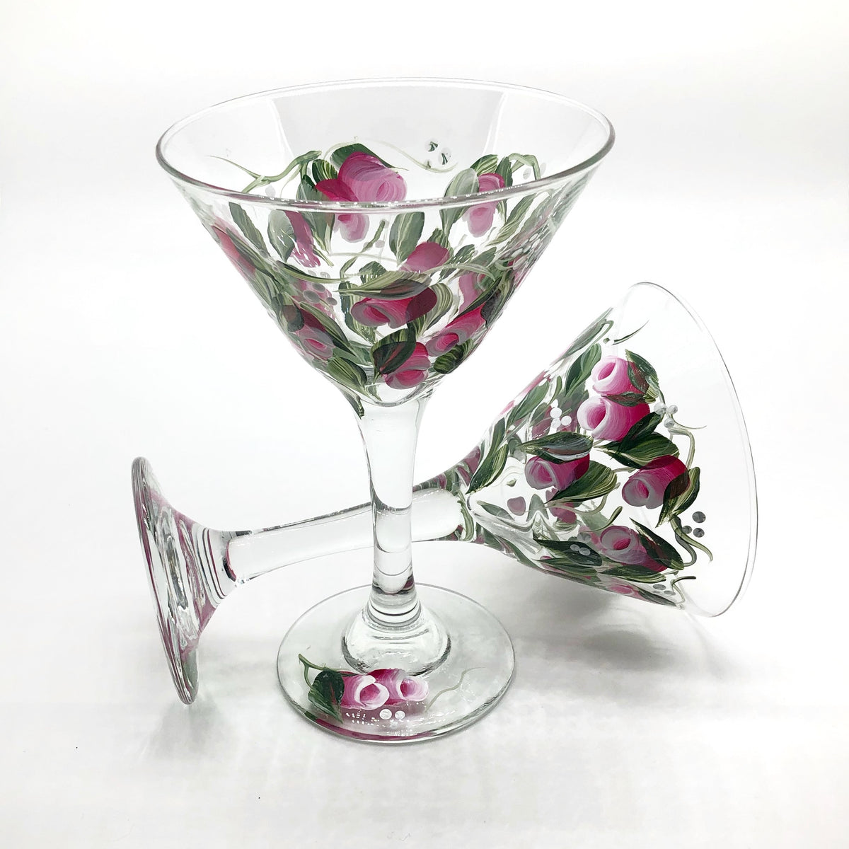 Painted Rosebud Martini Glasses (Set of 2)