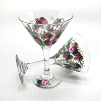 Painted Rosebud Martini Glasses (Set of 2)
