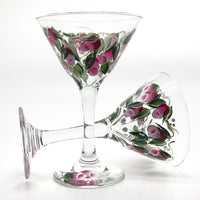 Painted Rosebud Martini Glasses (Set of 2)
