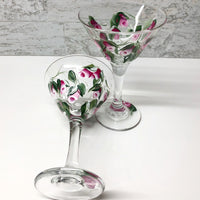 Painted Rosebud Martini Glasses (Set of 2)