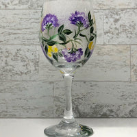 Yellow Roses with Lavender Flowers Wine Glass (Single Glass)