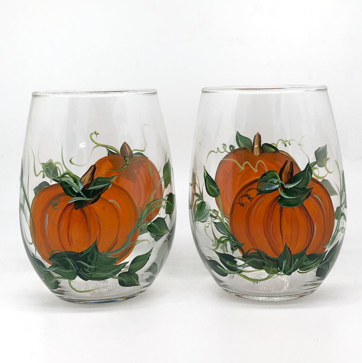 Stemless Pumpkin Wine Glasses (Set of 2)