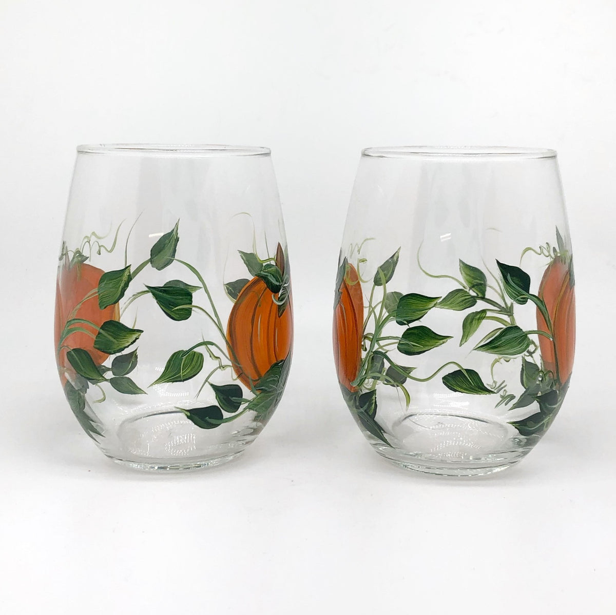 Stemless Pumpkin Wine Glasses (Set of 2)