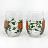 Stemless Pumpkin Wine Glasses (Set of 2)