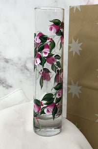 Hand Painted Pink Rose Bud Vase