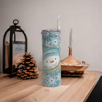 Ready to Ship Winter Blue Snowman Skinny Tumbler