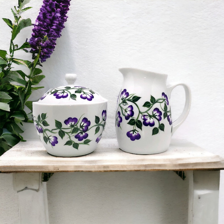 Hand Painted Cream and Sugar Set