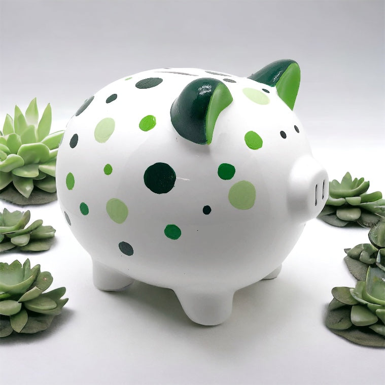 Green Dots Piggy Bank
