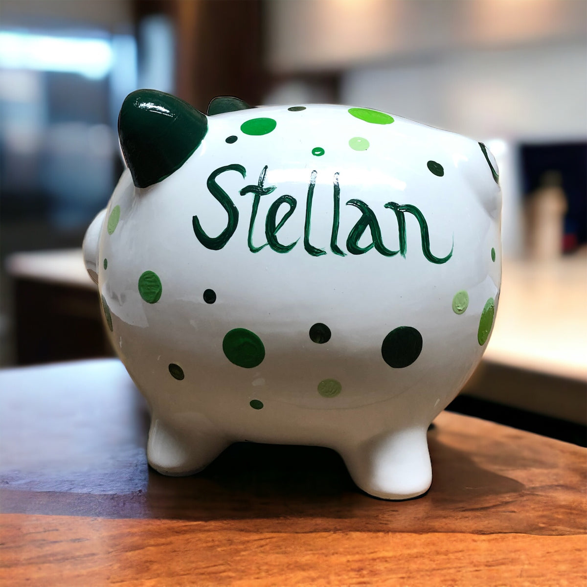 Green Dots Piggy Bank