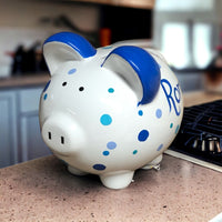 Personalized Blue Dots Piggy Bank