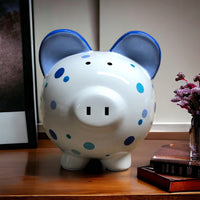 Personalized Blue Dots Piggy Bank