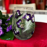 Purple Violets Wine Glass (Single Glass)