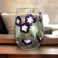 Purple Violets Wine Glass (Single Glass)