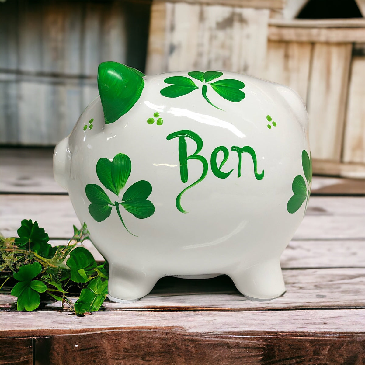 Personalized Shamrock Piggy Bank