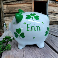 Personalized Shamrock Piggy Bank