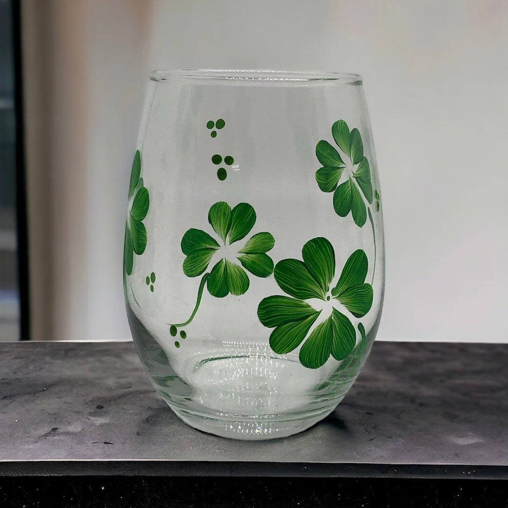 Irish Shamrock Wine Glass