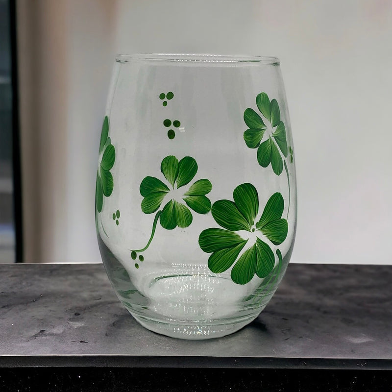 Irish Shamrock Wine Glass