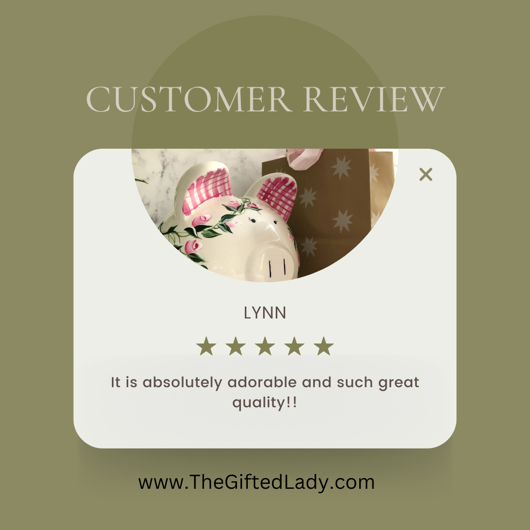 Personalized Lavender Rosebud Piggy Bank