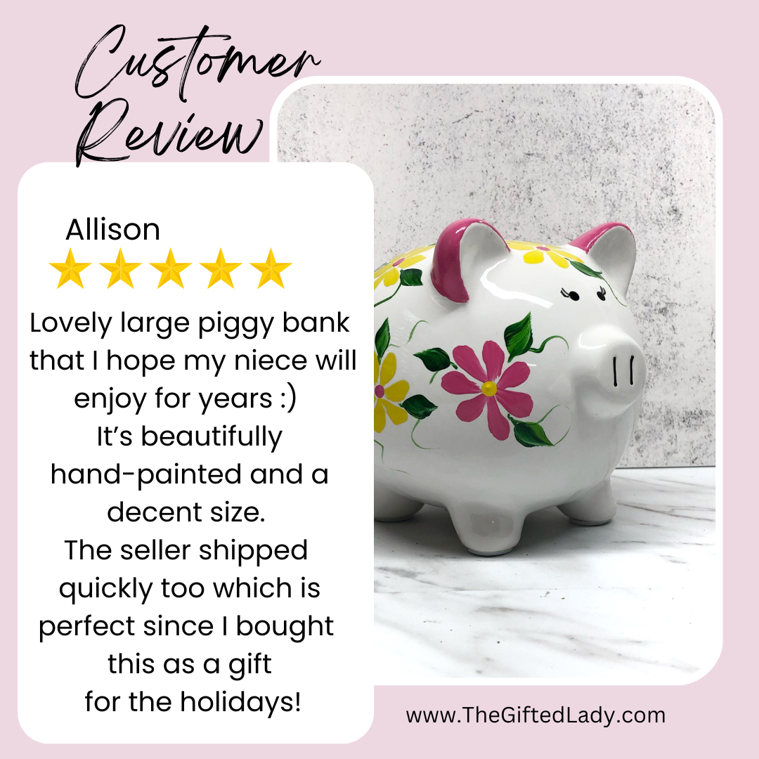 Pink Rose Piggy Bank