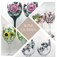 Hand Painted Red Hearts Valentine Wine Glass