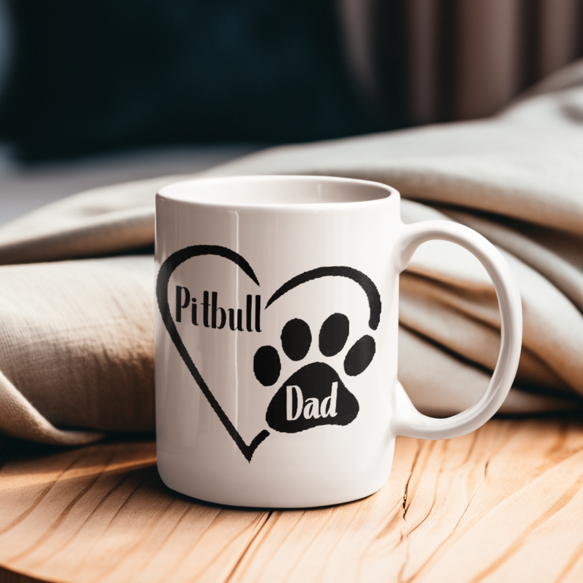 Pitbull Dad Paw Print Mug