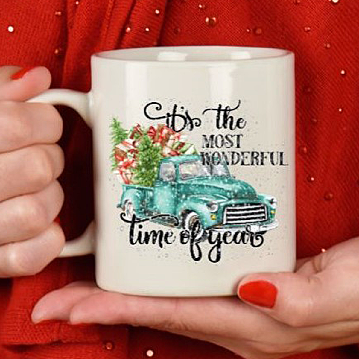 Personalized Holiday Blue Truck Mug