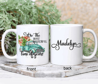 Personalized Holiday Blue Truck Mug