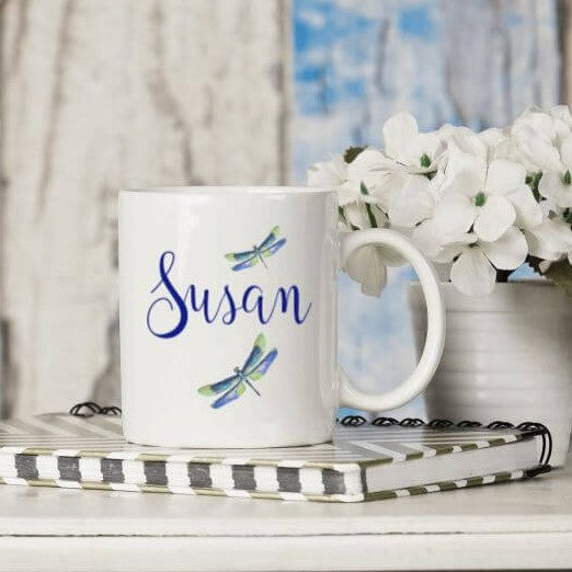 Blue Dragonfly Personalized Mug