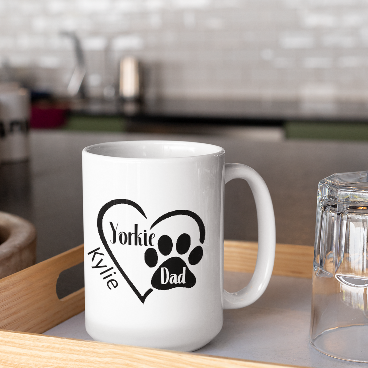 Yorkie Dad Paw Print Mug